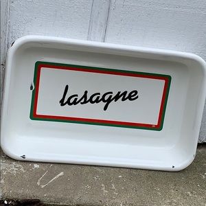 Vintage GHC Enamel Lasagne Pan Rustic Italian